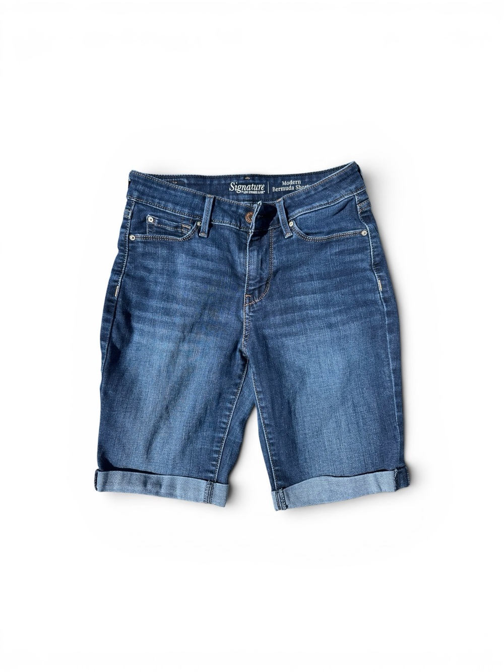 Signature by Levi Strauss Women's Blue Denim Bermuda Shorts